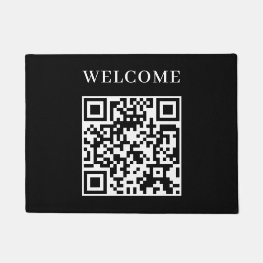 Custom Black QR | Minimalist Welcome Display ドアマット (正面)