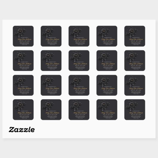 Custom Black Rose Remembrance Candle Sticker スクエアシール (シート)