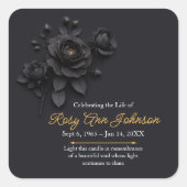 Custom Black Rose Remembrance Candle Sticker スクエアシール (正面)