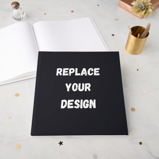 Custom black simple Design Add Photo or Text ゲストブック (正面見開き)