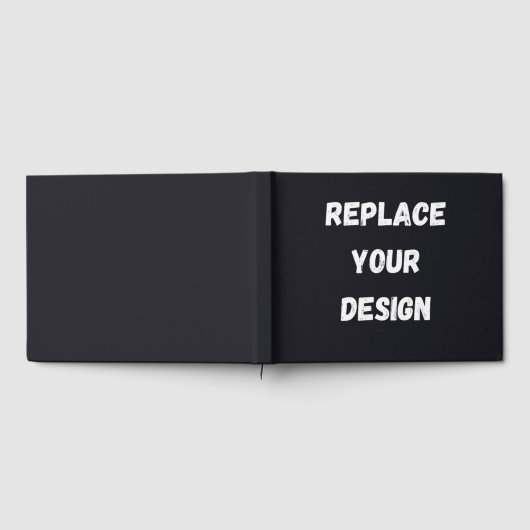 Custom black simple Design Add Photo or Text ゲストブック (全面)