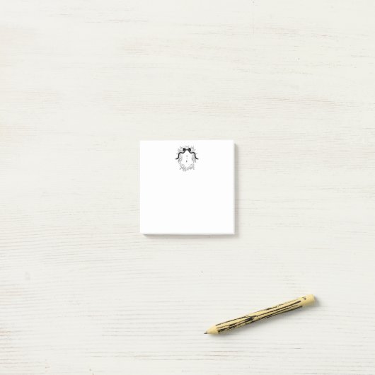 Custom Black & White Crest Monogram Post-it Notes ポストイット (デスク上)