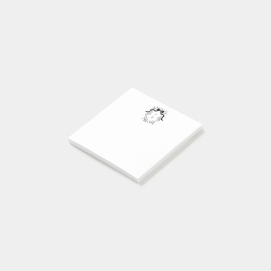 Custom Black & White Crest Monogram Post-it Notes ポストイット (アングル)