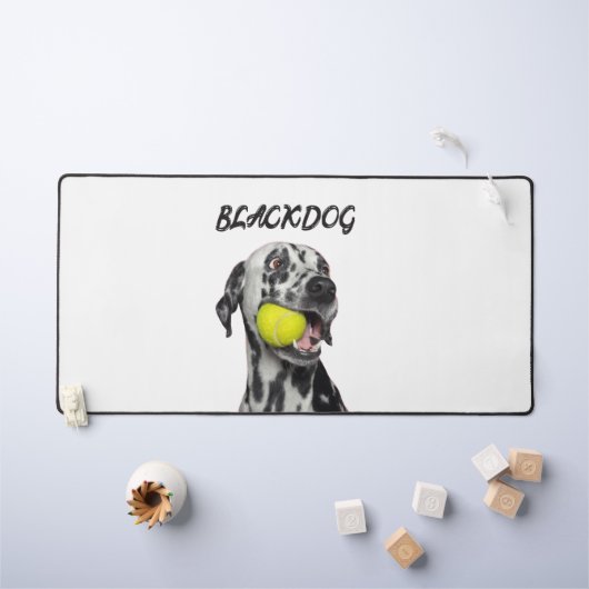 Custom Black & White Dog Throw pillow  デスクマット (キッズテーブル)