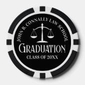 Custom Black White Law School Graduation Party ポーカーチップ (正面)