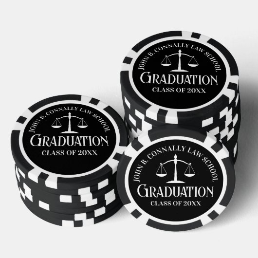 Custom Black White Law School Graduation Party ポーカーチップ (積み重ね)
