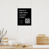 Custom Black WiFi QR | Network Password Display ポスター (キッチン)