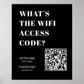 Custom Black WiFi QR | Network Password Display ポスター (正面)