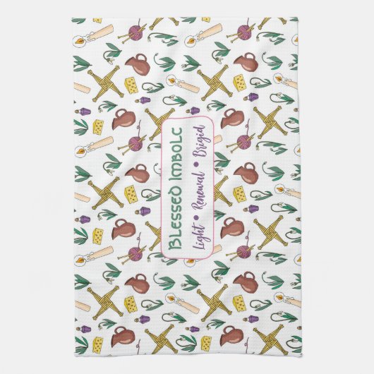Custom Blessed Imbolc Light Renewal Brigid  キッチンタオル (縦)