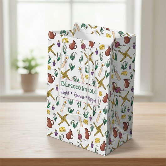 Custom Blessed Imbolc Light Renewal Brigid  ミディアムペーパーバッグ
