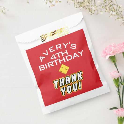 Custom BLOCK PARTY Colorful Bricks Thank You フェイバーバッグ (封をした状態)