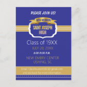 Custom Blue 50th Class Reunion Invite ポストカード (正面)