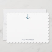 Custom Blue Anchor Logo Nautical Stationary サンキューカード (正面)
