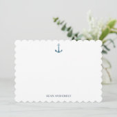 Custom Blue Anchor Logo Nautical Stationary サンキューカード (スタンド正面)