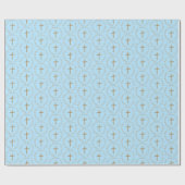 Custom Blue and Golden Boy Baptism Wrapping Paper ラッピングペーパー (フラット)