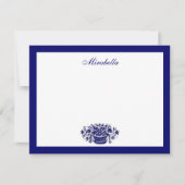 Custom Blue and White Floral Blue Border 4.25x5.5 ノートカード (正面)