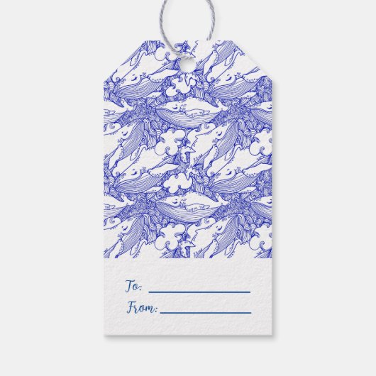 Custom Blue And White Humpback Whale ギフトタグ (裏面)