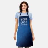 Custom Blue Apron with Logo and Business Name エプロン (着用した状態)