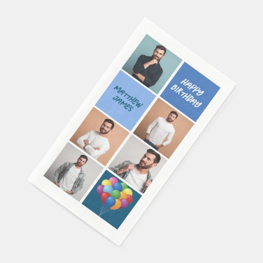 Custom Blue Birthday Party Photo Collage (コーナー)