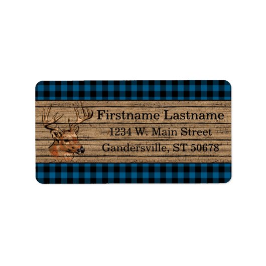 Custom Blue Black Country Check Tartan Pattern ラベル (正面)
