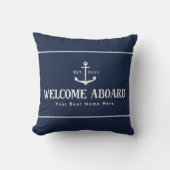 Custom Blue Boat Name Nautical Welcome Aboard  クッション (正面)