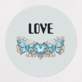 Custom Blue Butterflies Love Valentine Day Gift ラベル (デザイン2)