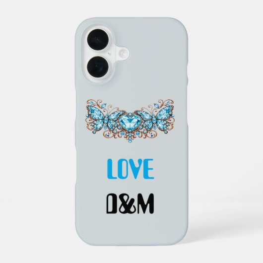 Custom Blue Butterflies Love Valentine Day Gift iPhone 16ケース (裏面)