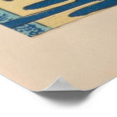 CUSTOM Blue Butterfly & Cloud Pattern Art ポスター (角)