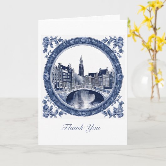 Custom Blue Delft Amsterdam  カード (黄色い花)