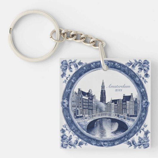 Custom Blue Delft Amsterdam Souvenir キーホルダー (正面)