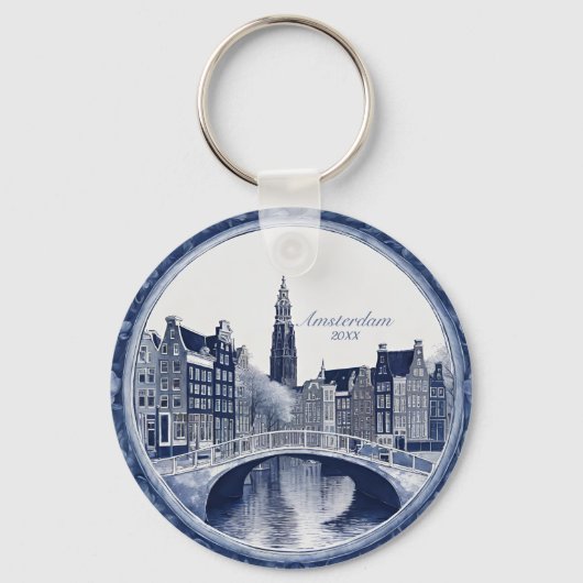Custom Blue Delft Amsterdam Souvenir キーホルダー (正面)