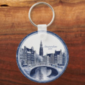 Custom Blue Delft Amsterdam Souvenir キーホルダー (裏面)
