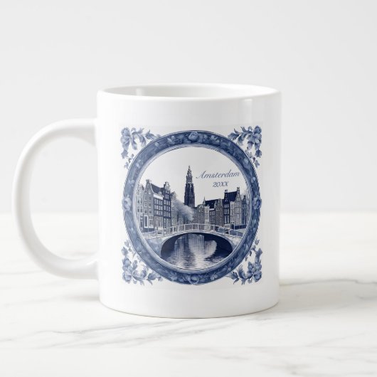 Custom Blue Delft Amsterdam Souvenir ジャンボコーヒーマグカップ (左)