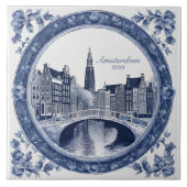 Custom Blue Delft Amsterdam Souvenir タイル (正面)