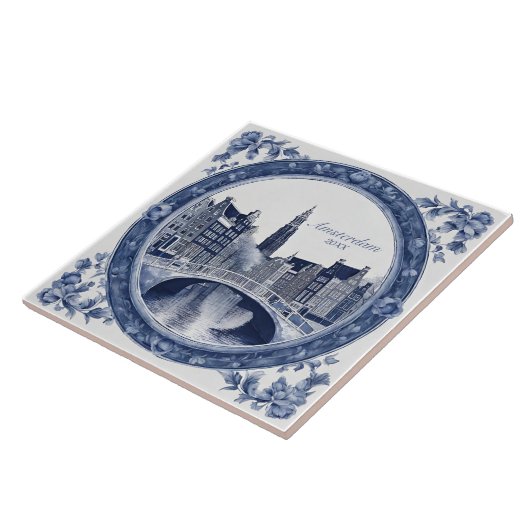 Custom Blue Delft Amsterdam Souvenir タイル (側面)