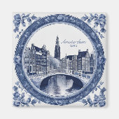 Custom Blue Delft Amsterdam Souvenir マグネット (正面)