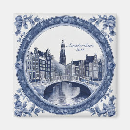 Custom Blue Delft Amsterdam Souvenir マグネット