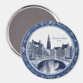 Custom Blue Delft Amsterdam Souvenir マグネット (正面/裏面)
