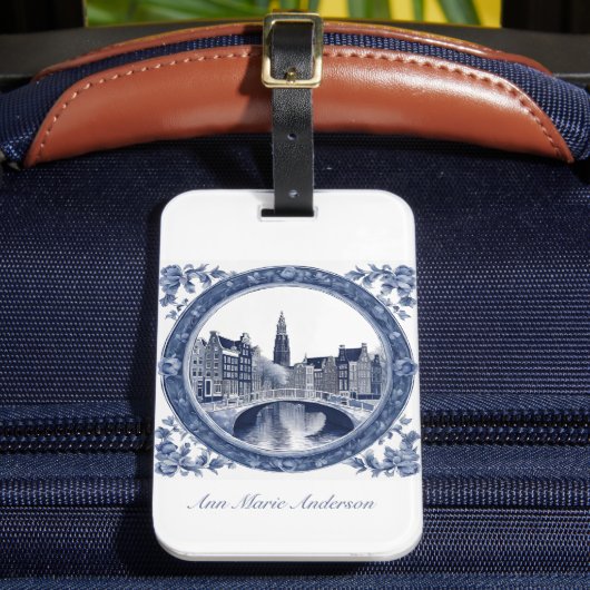 Custom Blue Delft Amsterdam Souvenir ラゲッジタグ (正面インサイチュ2)