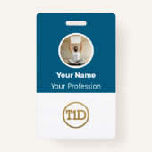 Custom Blue Employee Photo, Bar Code, Logo, Name B バッジ (正面)