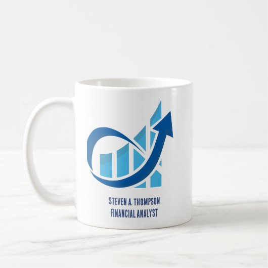 Custom Blue Finance Mug コーヒーマグカップ (左)