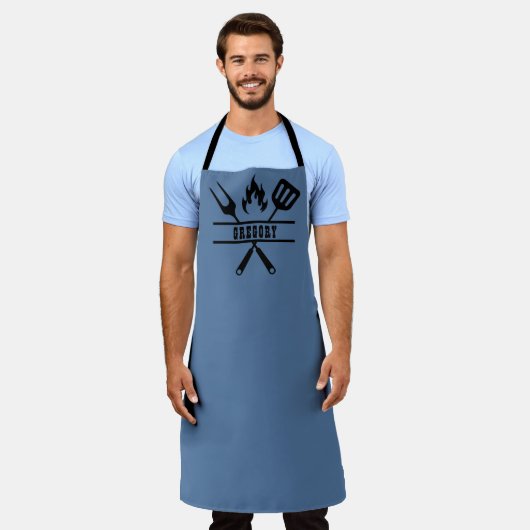 Custom Blue Grilling Apron エプロン (着用した状態)