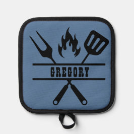 Custom Blue Grilling Apron 鍋敷き