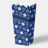 Custom Blue Hanukkah Pattern Popcorn Party フェイバーボックス (裏面)