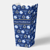 Custom Blue Hanukkah Pattern Popcorn Party フェイバーボックス (正面)