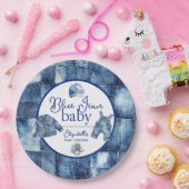 Custom Blue Jean Baby Denim Themed Baby Shower ペーパープレート (パーティー)