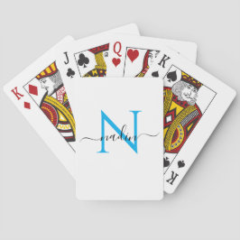 Custom Blue Monogram Name Playing Cards トランプ