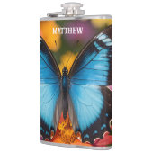 Custom Blue Morpho Butterfly Floral Botanical  フラスク (左)