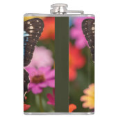 Custom Blue Morpho Butterfly Floral Botanical  フラスク (裏面)