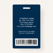 Custom Blue Name Logo Photo Barcode Employee Badge バッジ (裏面)